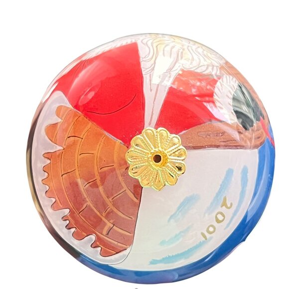 Vtg 2001 Li Bien Reverse Painted Glass Ornament Santa Reindeer Gifts Velvet Box - Picture 10 of 13